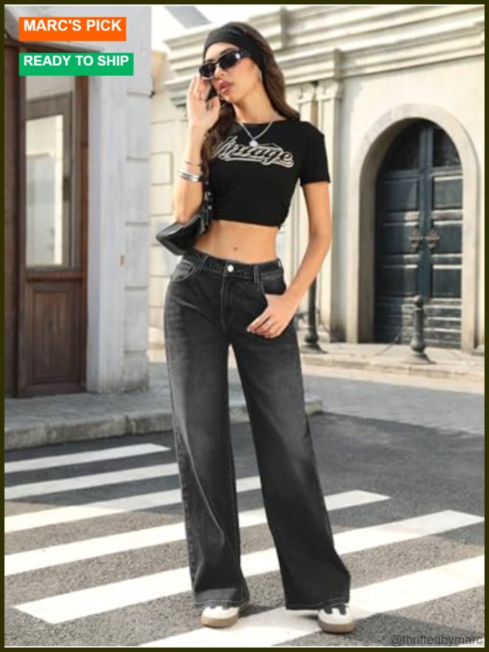 ELLEVEN Low-Rise Baggy Wide Leg Jeans Women Y2k Loose Denim Pants - Picture 5 of 6